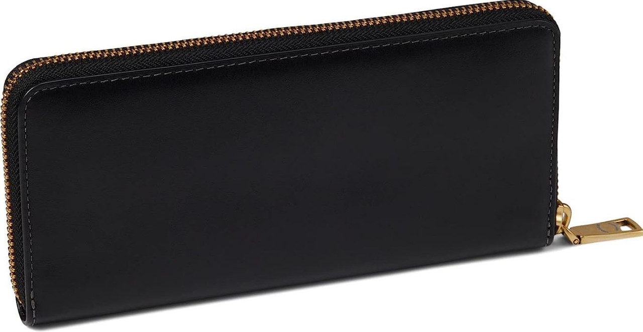 COACH Smooth Leather Slim Accordion Zip Black One Size CH822-B4/BK