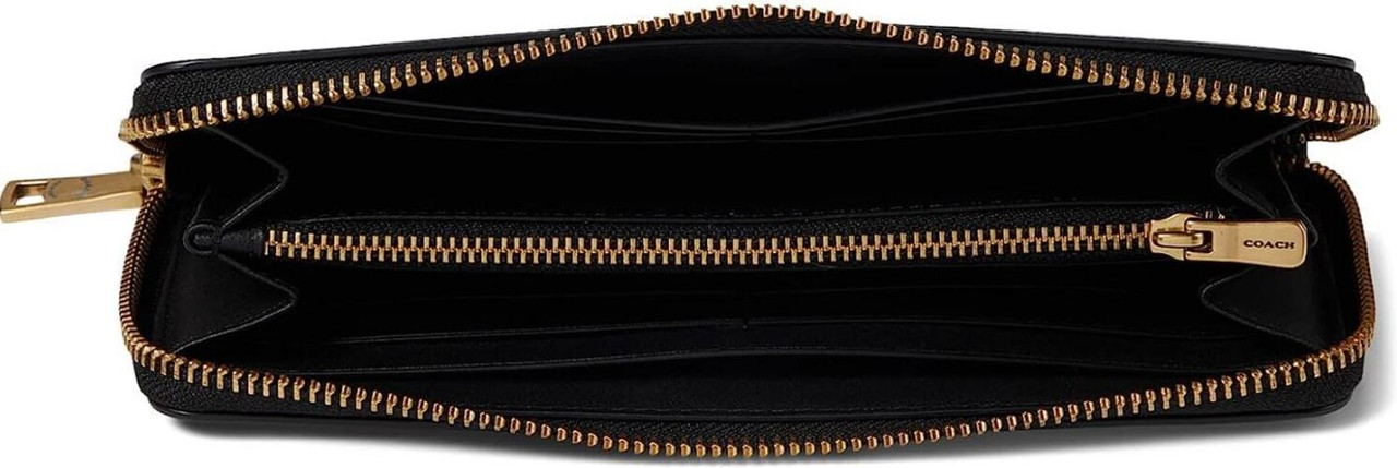 COACH Smooth Leather Slim Accordion Zip Black One Size CH822-B4/BK