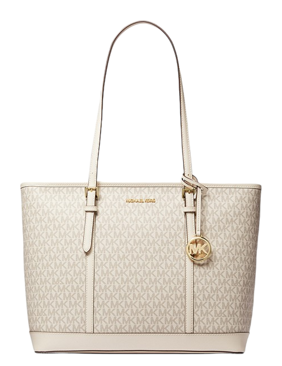 Michael Kors Jet Set Travel Large Chain Shoulder Tote (VANILLA Multi)