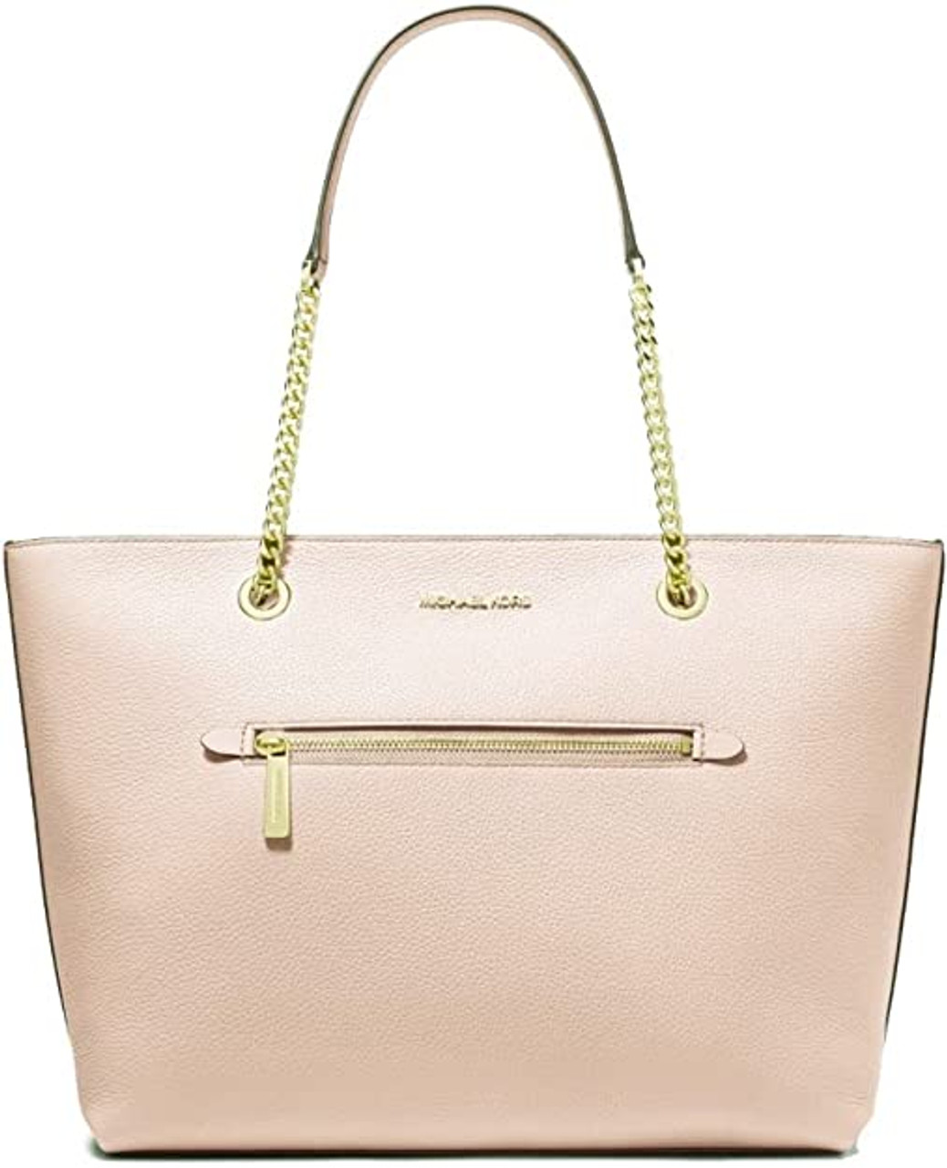 Michael Kors Jet Set Medium Powder Blush Leather Front Zip Chain Tote Bag  Purse 