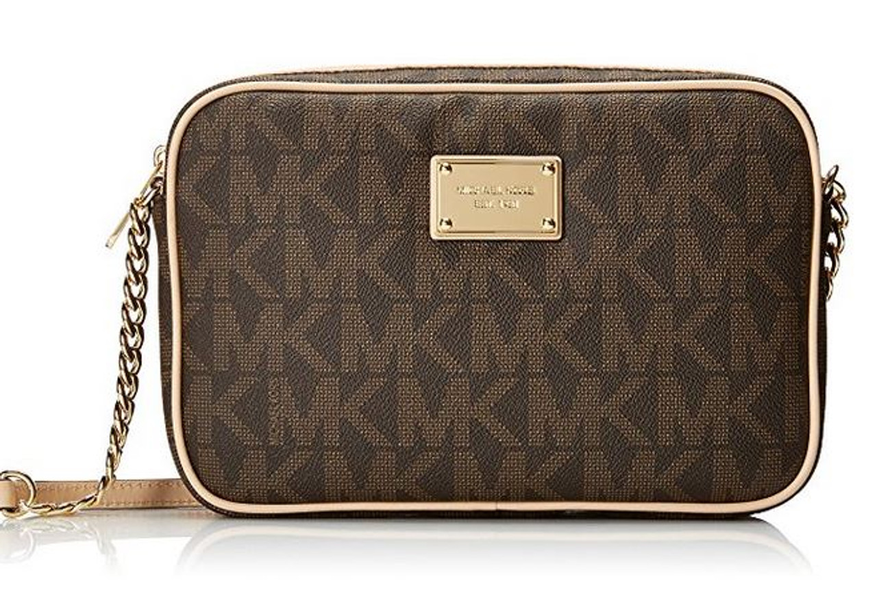 michael kors jet set large crossbody brown