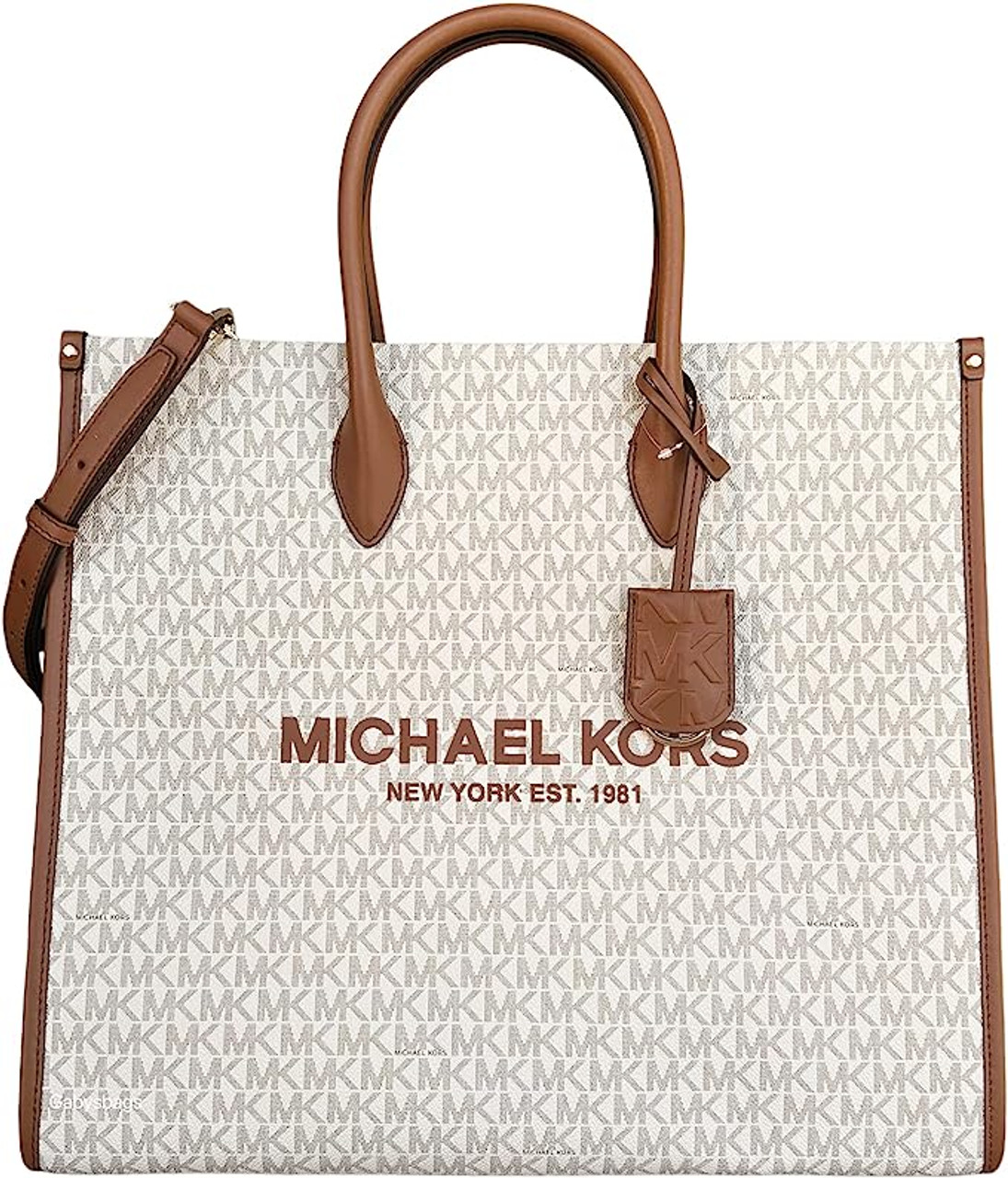 Michael Kors Mirella Medium EW Tote Brown MK Signature Satchel Shoulder Bag  