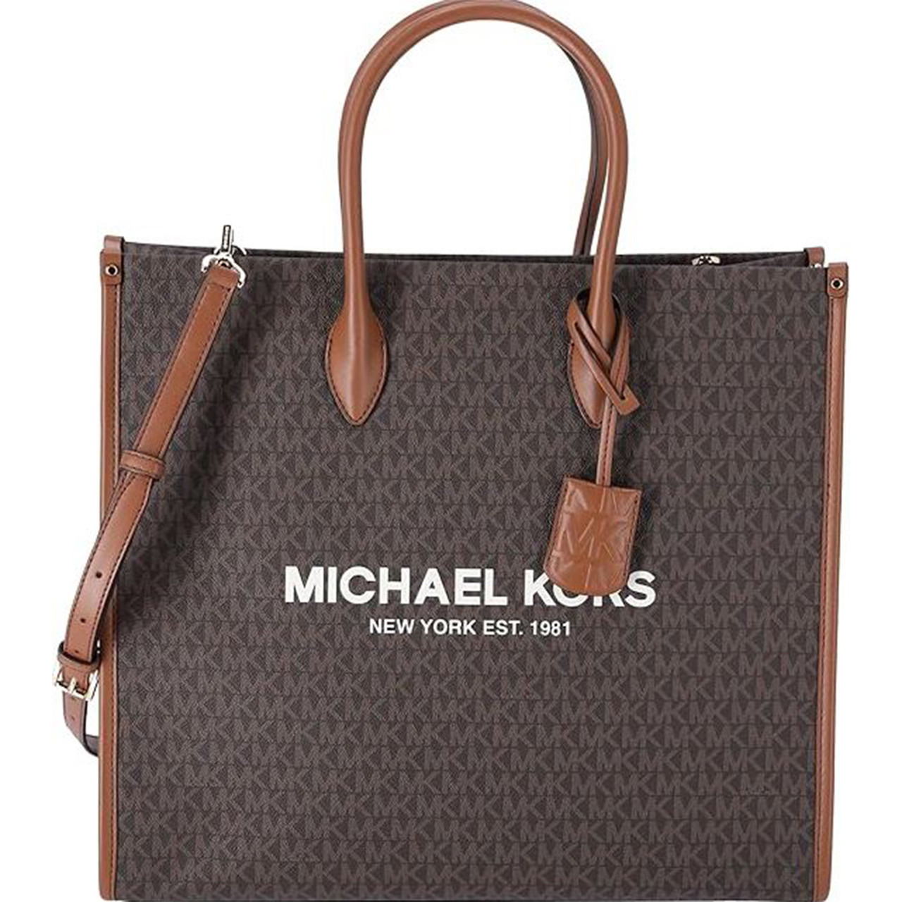 ☆新品未使用☆MICHAEL KORS トートバッグ ブラウン/ピンクタグ付き Michael Kors Mirella Large Signature MK Tote Bag (Brown MK