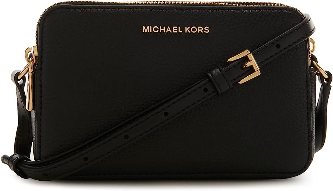 Buy Michael Kors Jet Set Small Pebbled Leather Double Zip Camera Bag -  Black