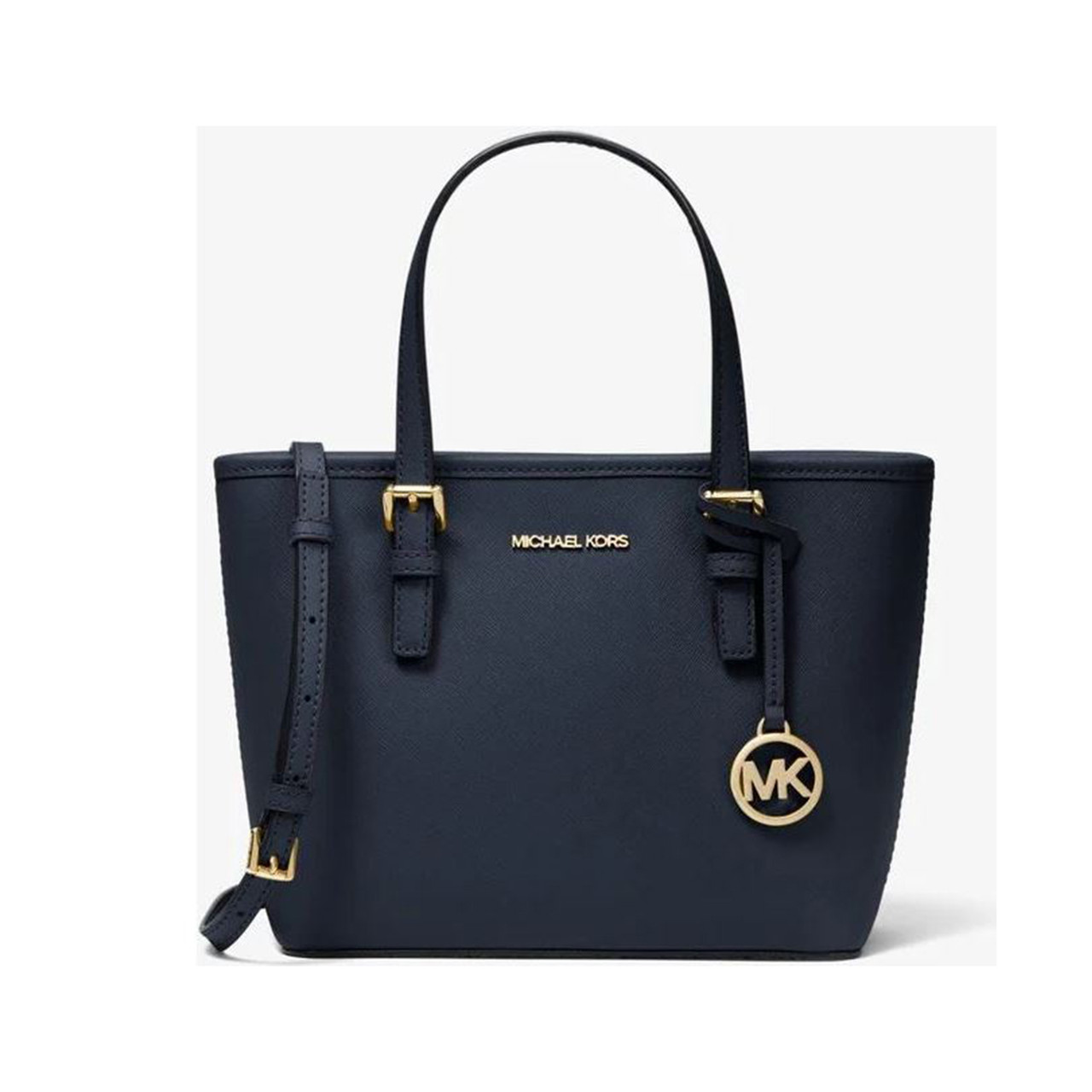 Michael Kors Jet Set Travel Large Chain Shoulder Tote Navy Blue