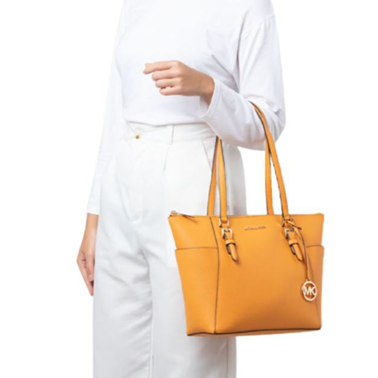 Michael Kors Charlotte Large Honeycomb Leather Top Zip Tote