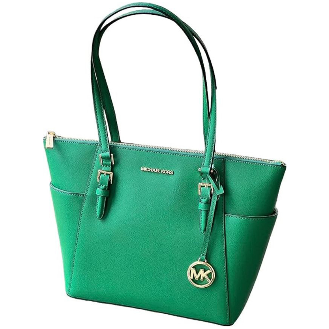 Charlotte Large Logo and Leather Top-Zip Tote Bag