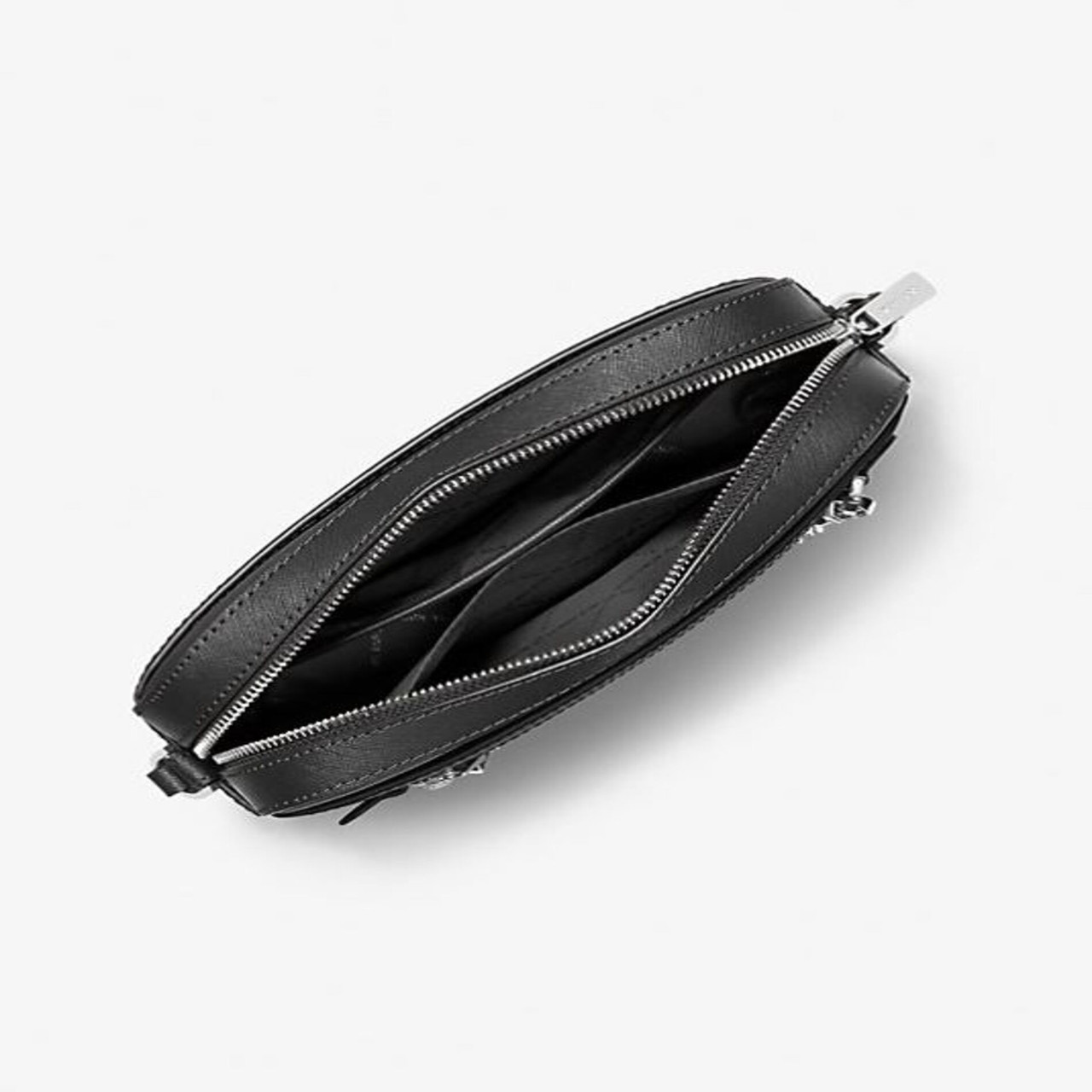 michael kors 35t1sttc9l jet set large saffiano leather crossbody bag in  black