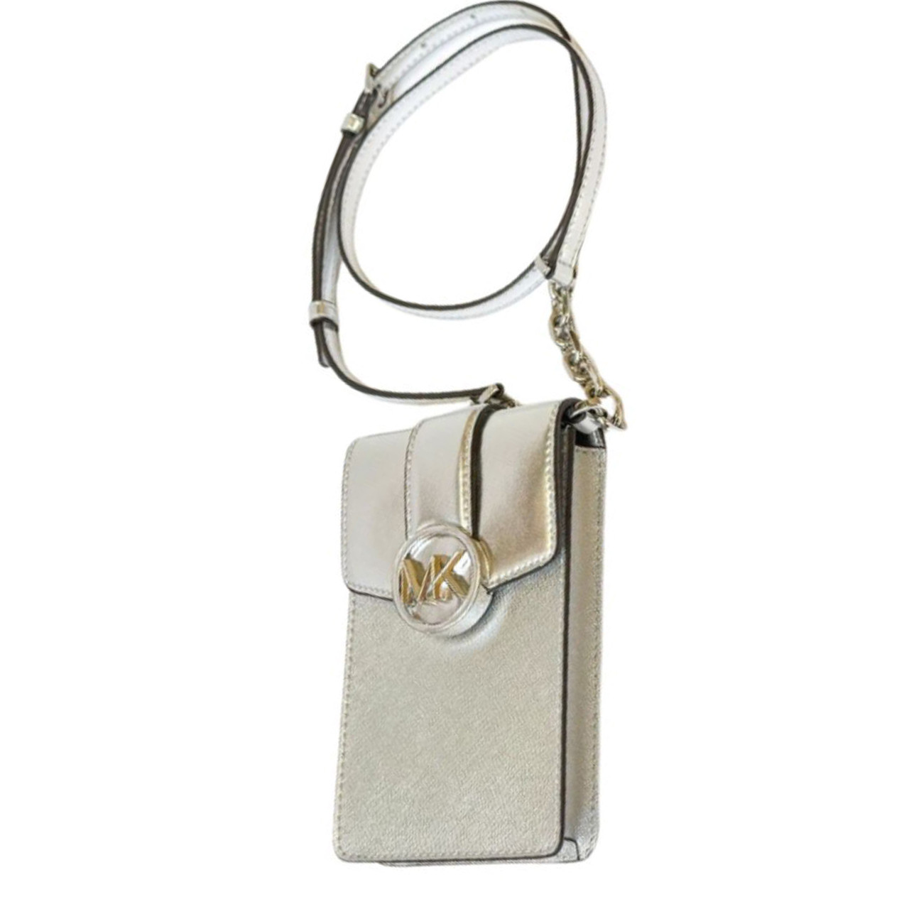 Michael Kors Carmen Small Logo Smartphone Crossbody Bag (Silver