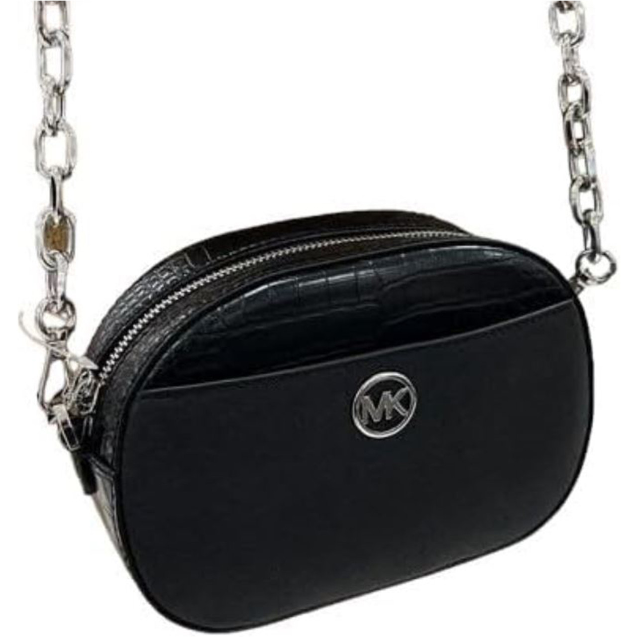 Michael Kors Jet Set Glam Small Oval Crossbody Bag (Black  