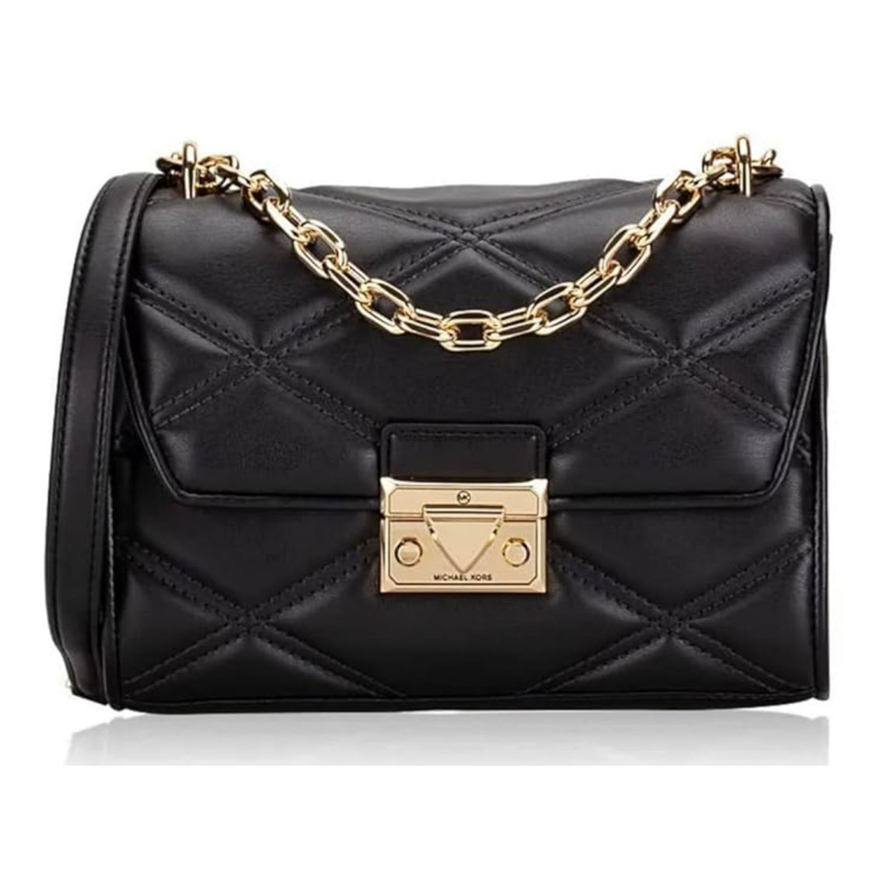 Michael Kors Serena Medium Flap Shoulder Bag In Gold/Black