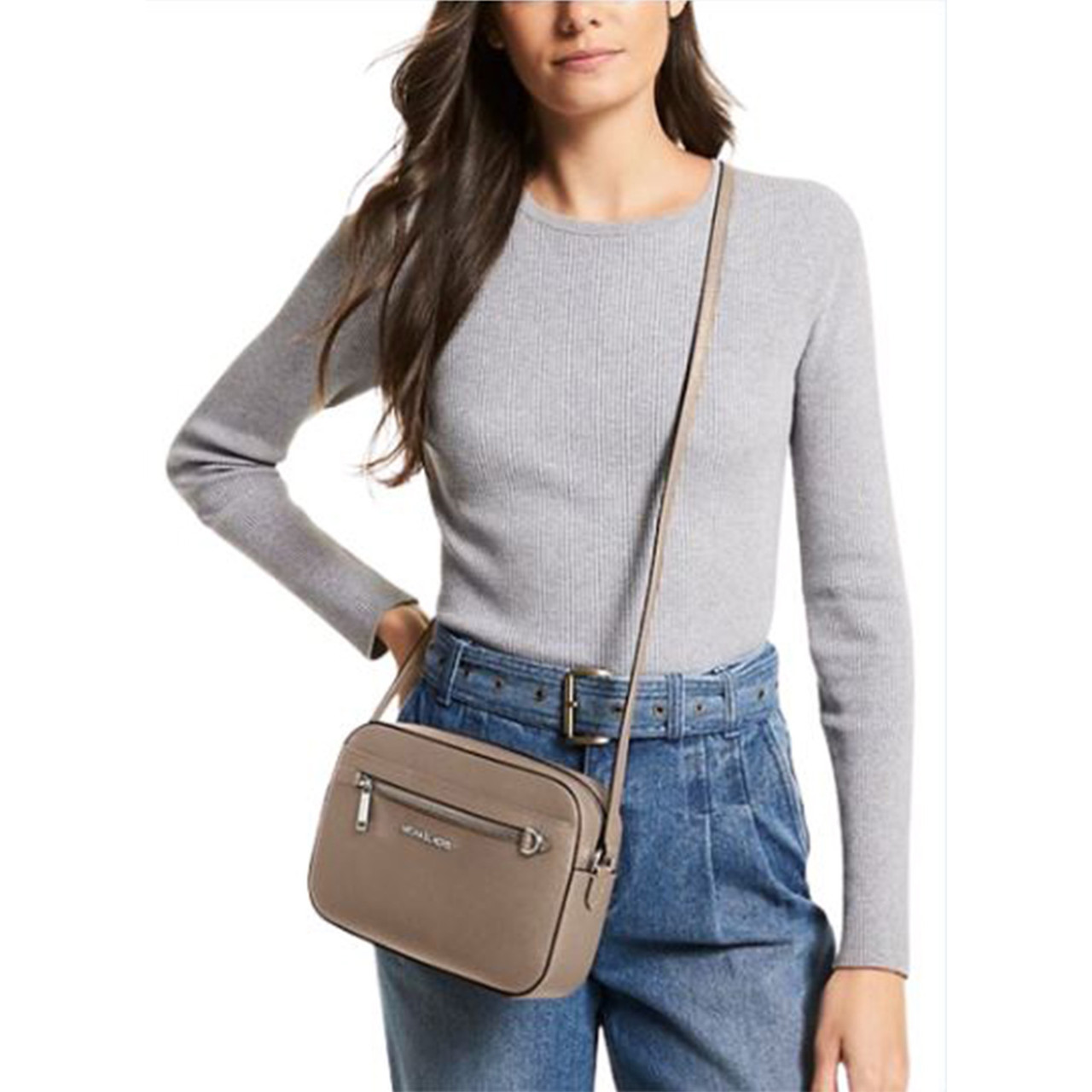 Michael Kors Jet Set Large Saffiano Leather Crossbody Bag 