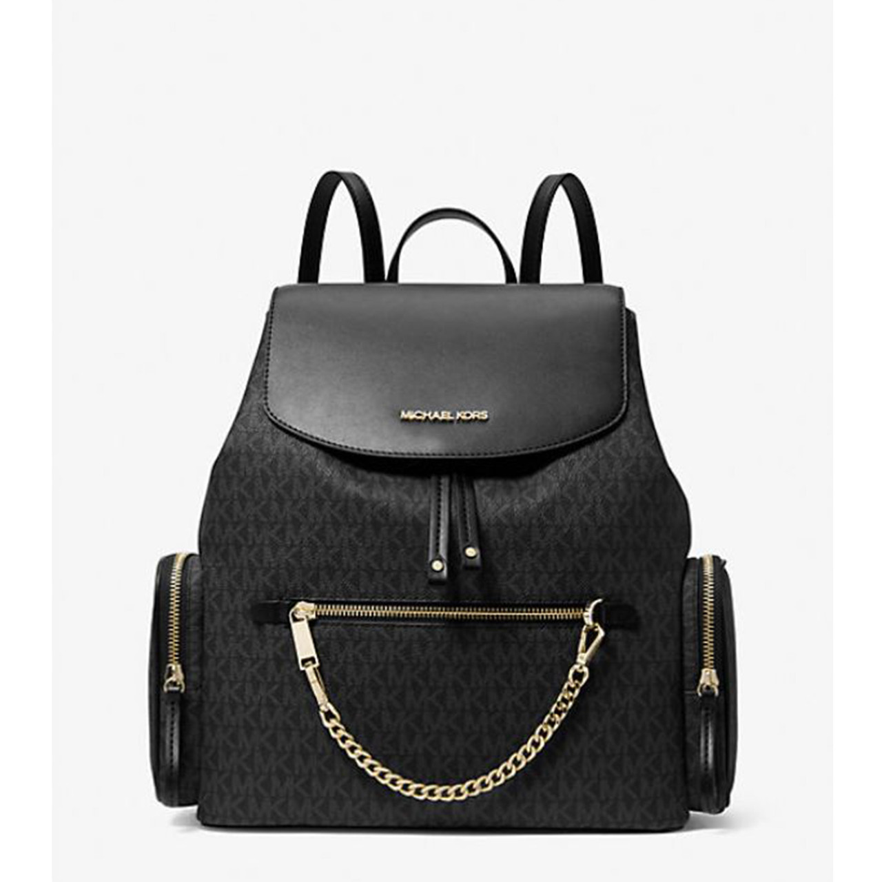 Michael Kors Jet Set Large Signature PVC Chain Backpack Flap Book