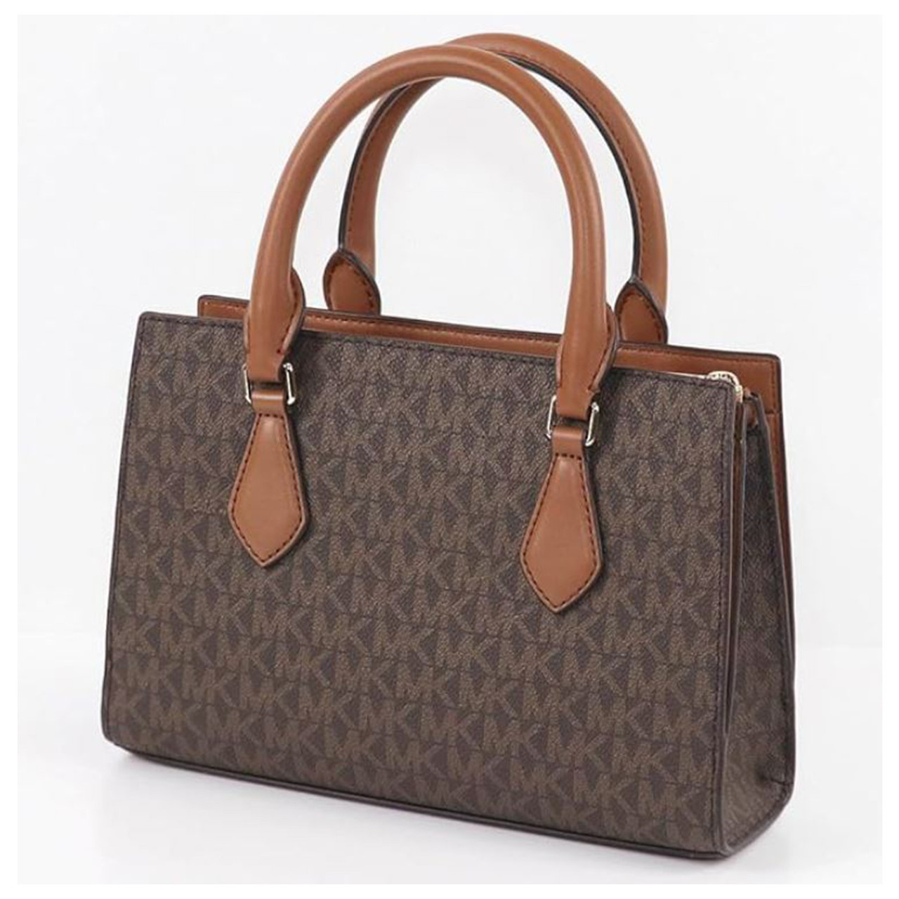 MICHAEL KORS ブラウンピンク ハンドバッグ Michael Kors Brown/Burgundy Signature Coated Canvas and Leather
