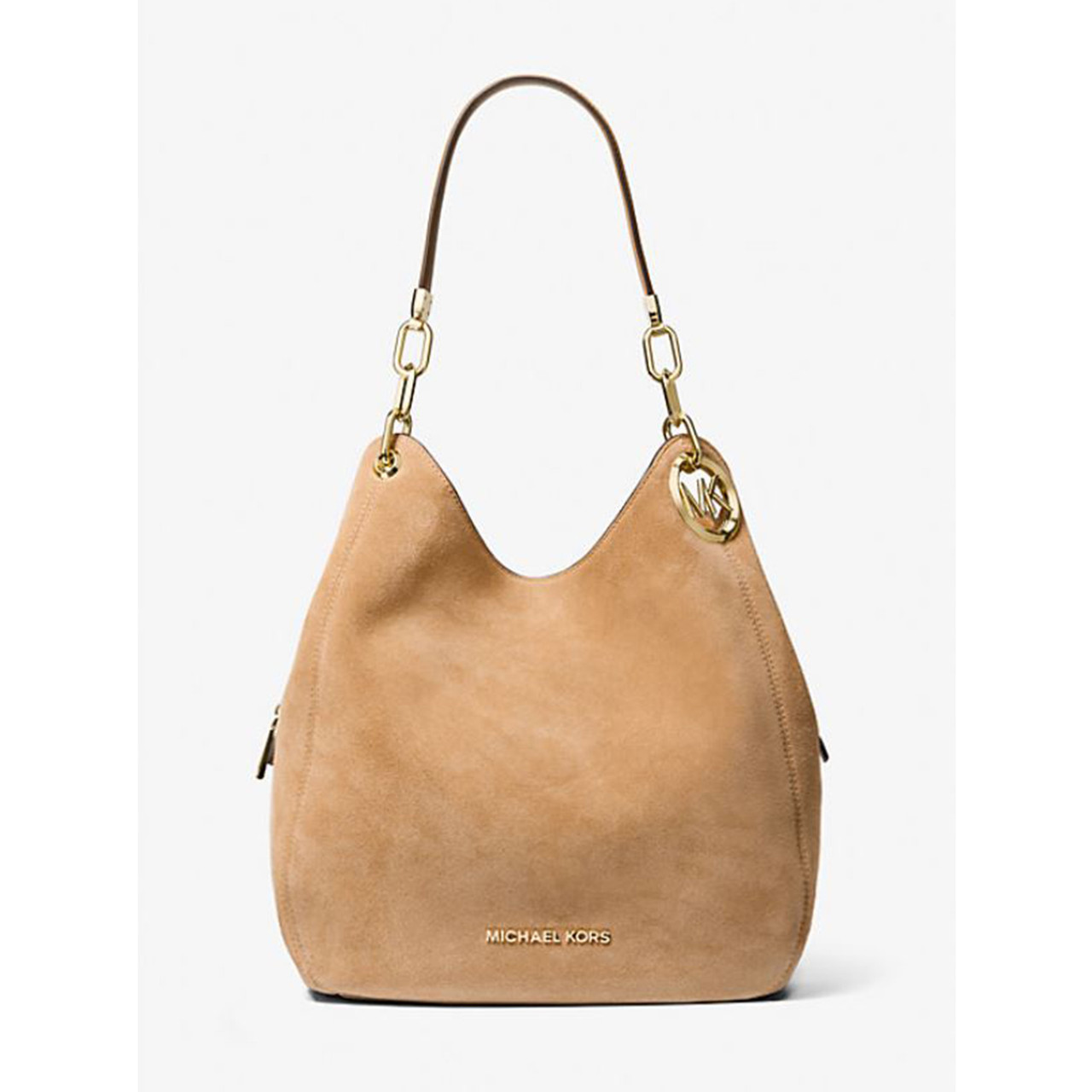 Michael Kors Lillie Large Suede Shoulder Bag Peanut 30F3G0LE3S