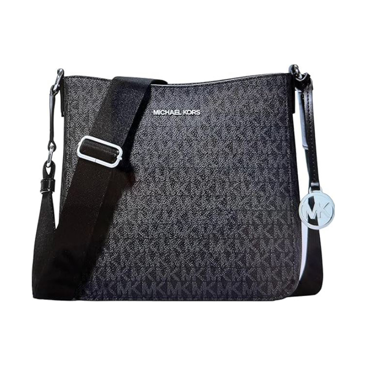 Michael Kors Small Leather Crossbody Bag (Black/Silver 