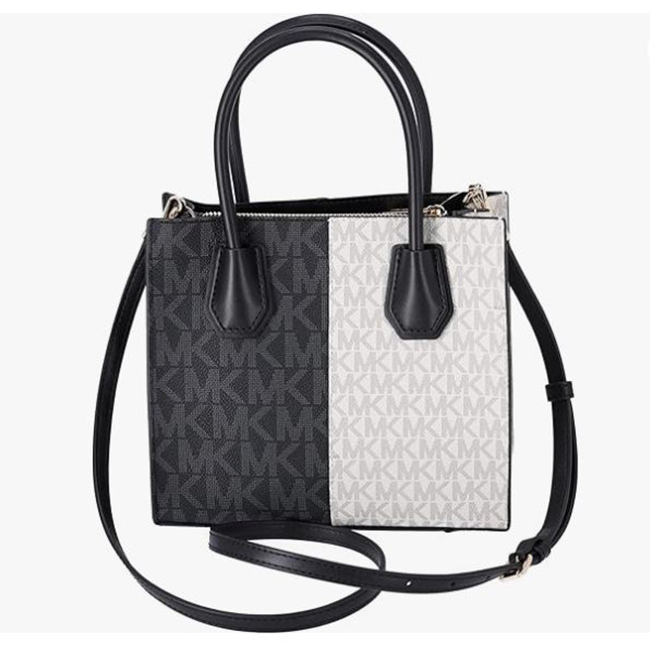 Michael Kors Mercer Medium Two-Tone Logo Crossbody Bag Black Combo