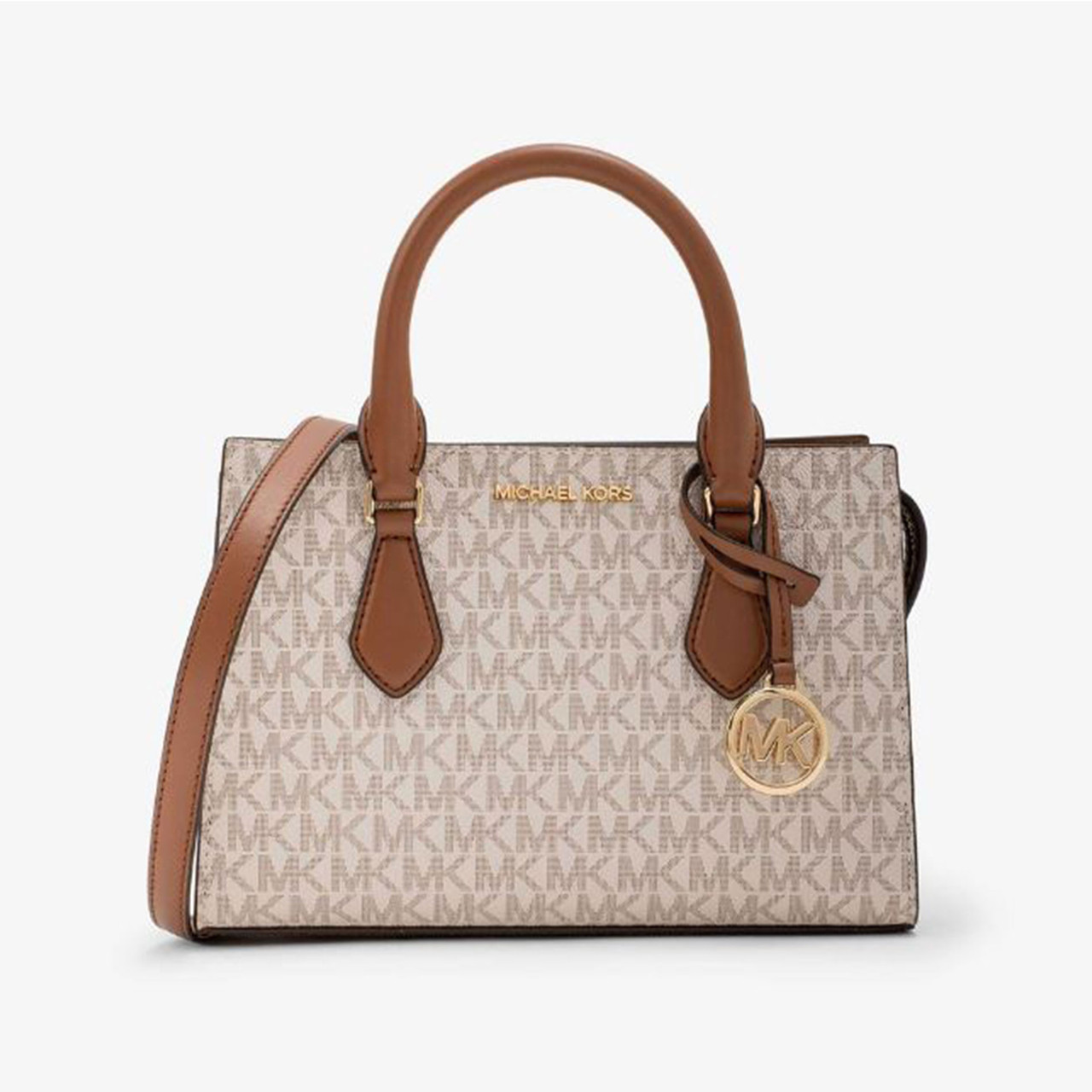 Michael Kors Sheila Small Faux Saffiano Leather Satchel (Vanilla