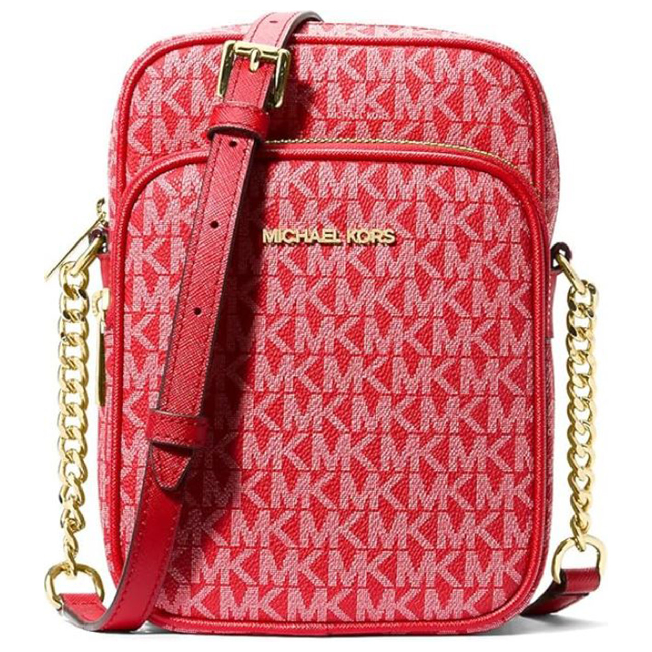 MICHAEL KORS / ショルダーバッグ/--/RED/無地/35T4GTTC2L Michael Kors Jet Set Travel Medium Logo Crossbody Bag, Bright Red