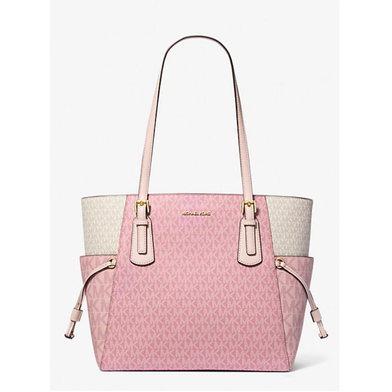 Michael Kors Voyager Large Color-Block Signature Logo Tote Bag 
