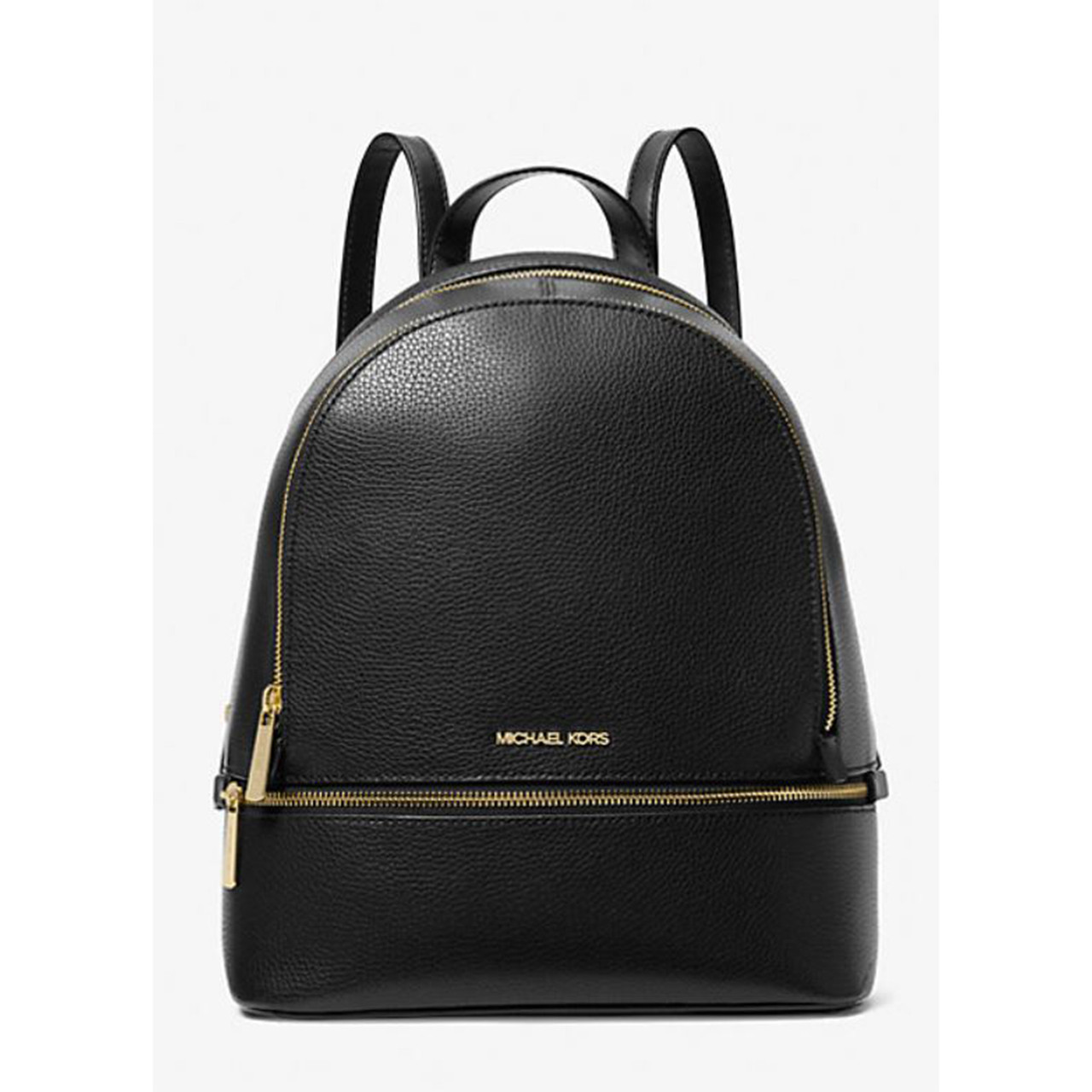 Michael Kors Rhea Medium Pebbled Leather Backpack (Black