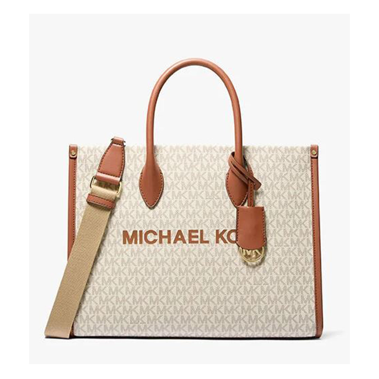 美品 MICHAEL KORS トートバッグ MKロゴ バニラ Michael Kors Mirella Medium Signature Logo Tote Bag (Vanilla