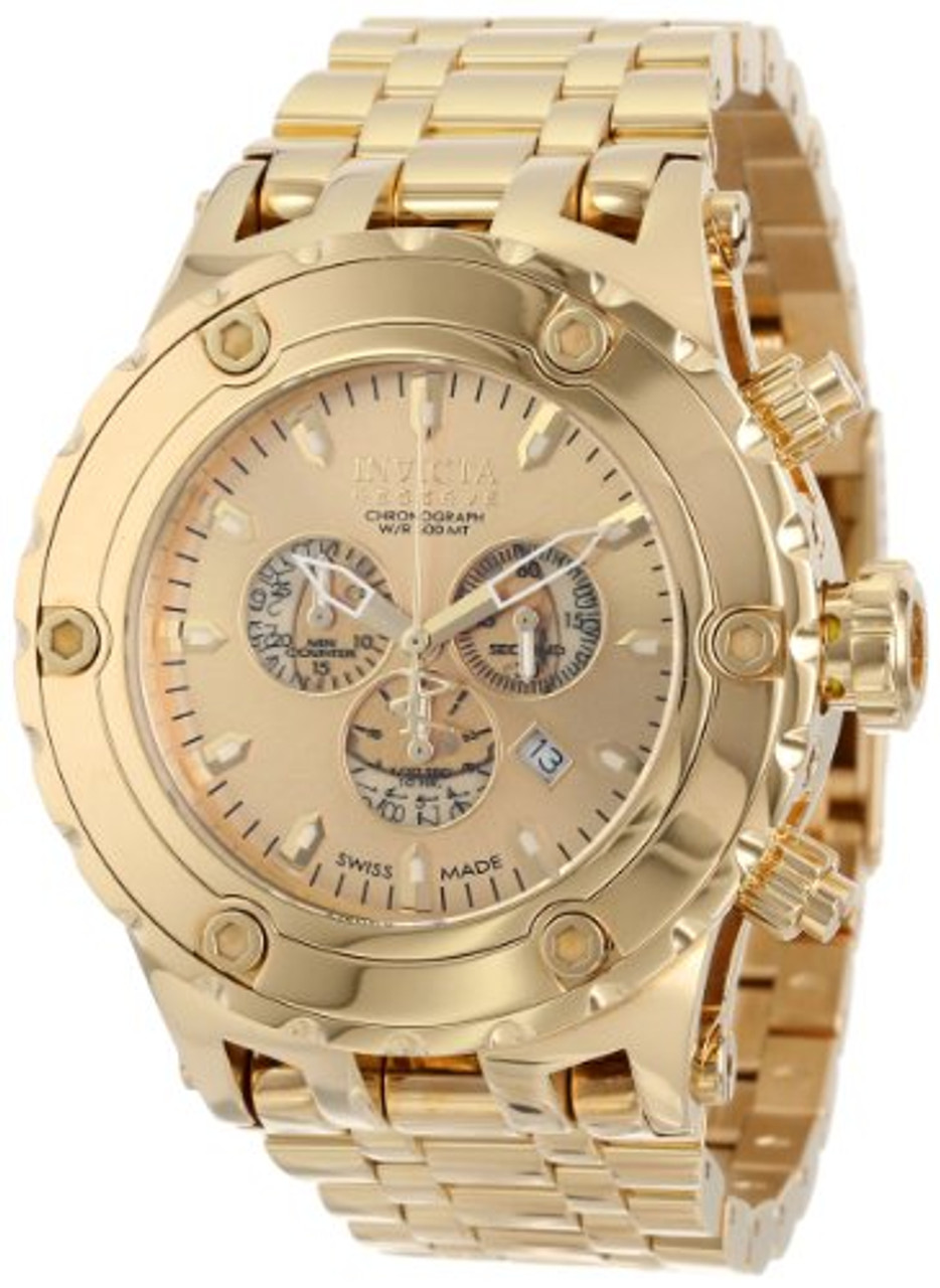 oplukker Ære Pump Invicta Men's 14506 Subaqua Reserve Chronograph Gold Dial 18k Gold  Ion-Plated...