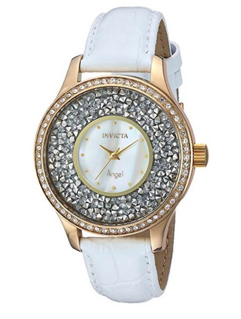エンジェルホワイト Invicta Women's 'Angel' Quartz Stainless Steel and Leather