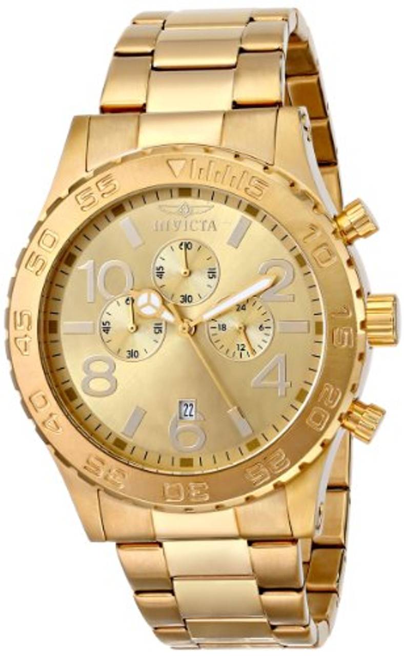 Invicta Men's 1270 Specialty Chronograph Gold Dial Gold Stainl...