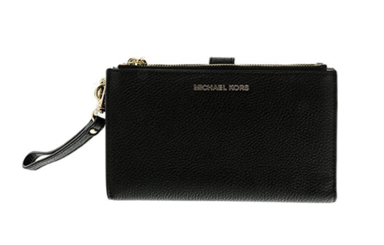 michael kors double zip wristlet black