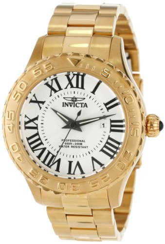 Invicta Men's 14379 Pro Diver Silver Textured Dial 18k Gold Ion