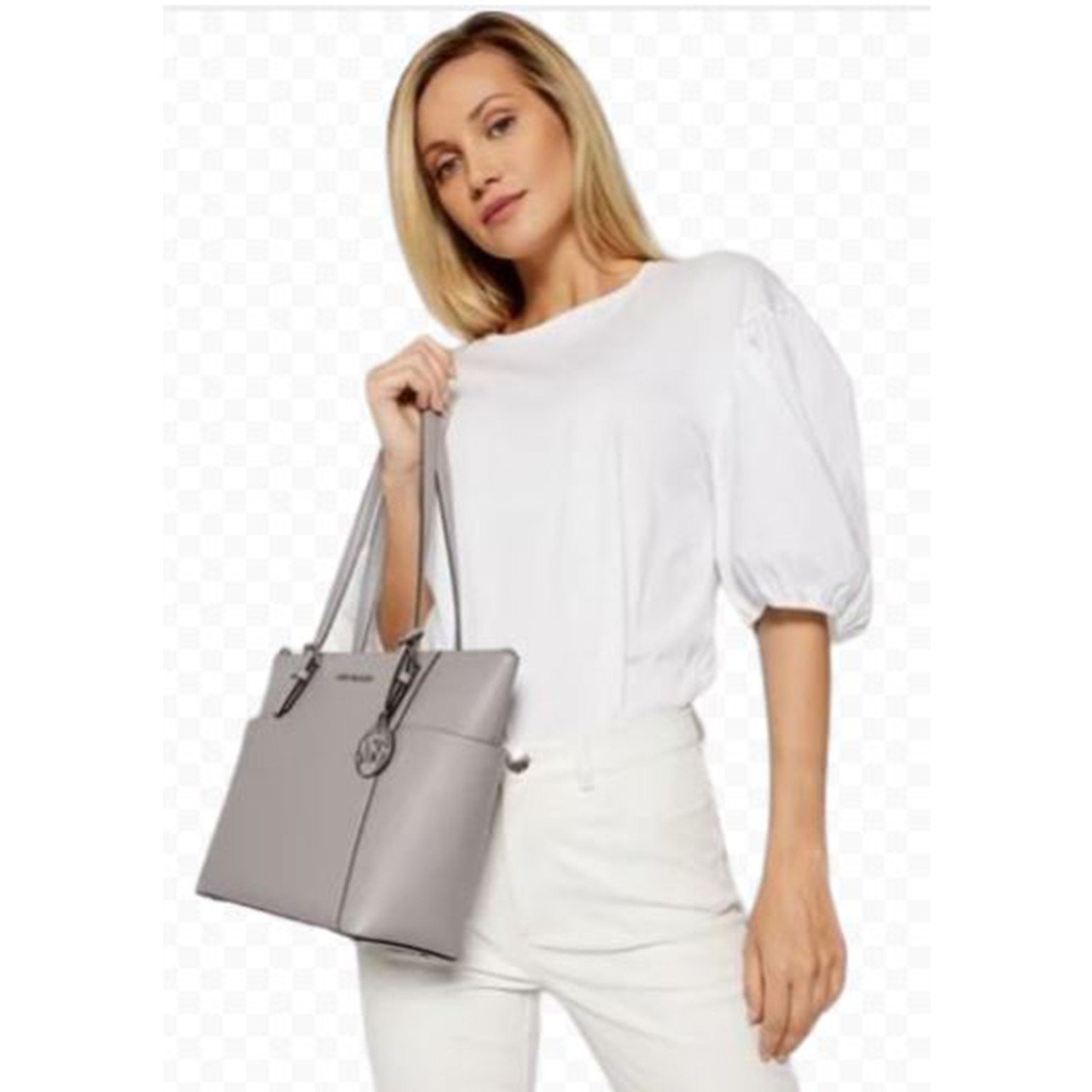 jet set saffiano travel tote bag pearl gray Michael Kors The brand product code Michael Kors Jet Set top