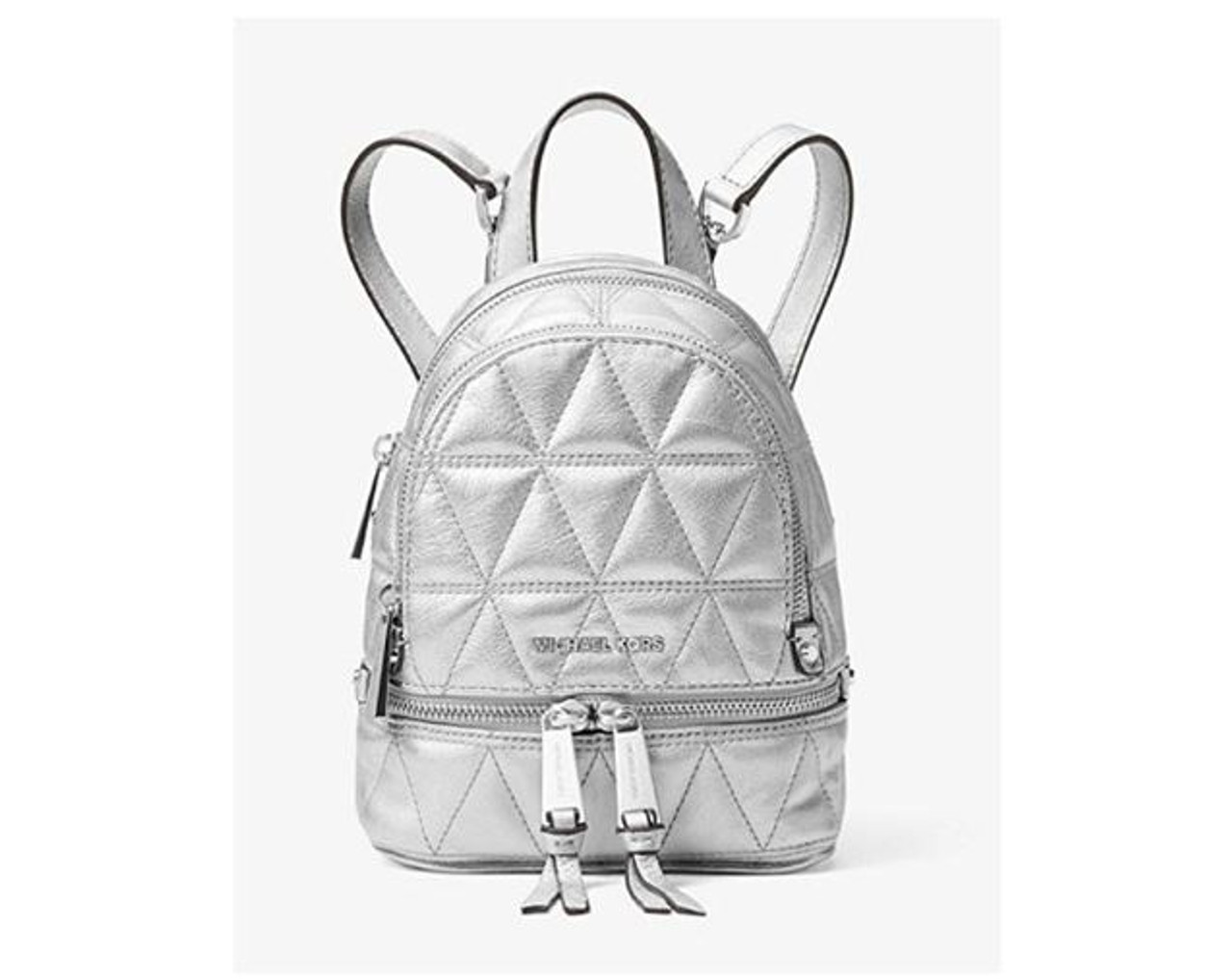 michael michael kors metallic signature rhea zip backpack