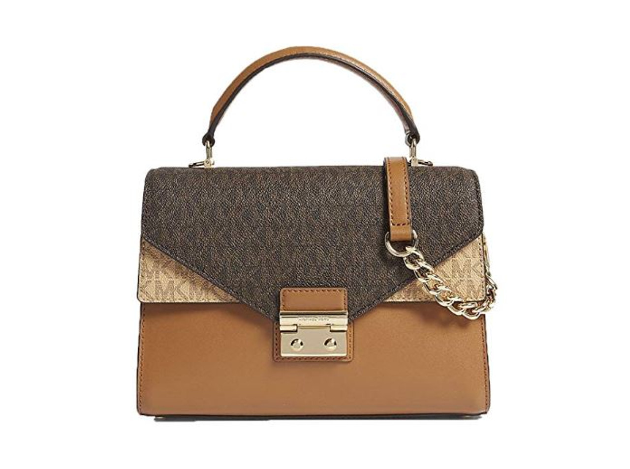 michael kors sloan medium logo and leather satchel