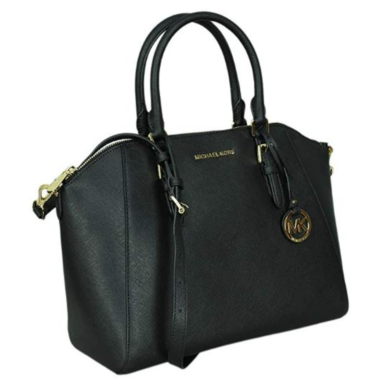 Michael Kors Large Ciara Saffiano Leather Womens Satchel Shoulder Bag (Black)  35T8GC6S3L-001