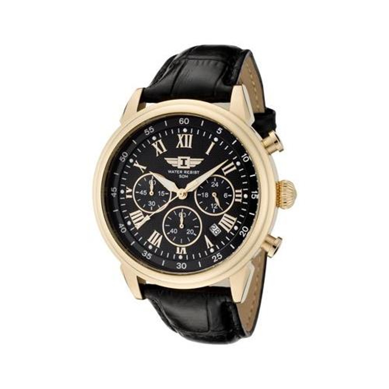 I By Invicta Men's 90242-003 Chronograph Black Dial Black Leather