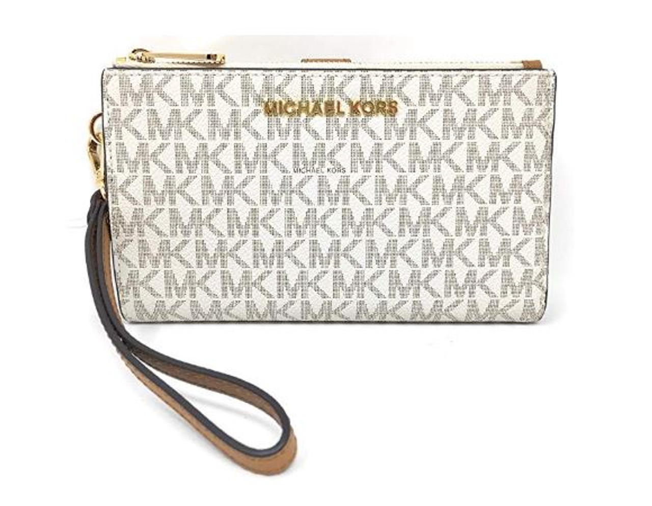 Michael Kors Jet Set Double Zip Wristlet Phone Wallet Brown 2019