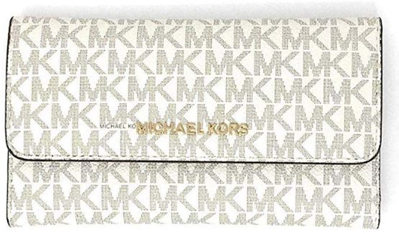 Michael Kors Womens Jet Set Travel Large Trifold Leather Wallet