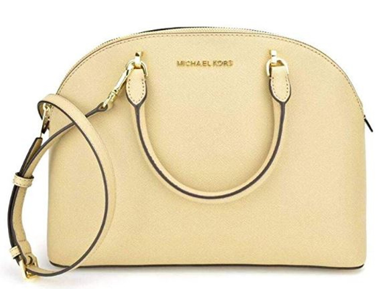 Michael Kors Emmy Large Dome Satchel Saffiano Leather Studded Scalloped  Edge Shoulder Bag Purse Handbag (Bisque) 35T9GY3S3L-Bisqu : :  Clothing, Shoes & Accessories