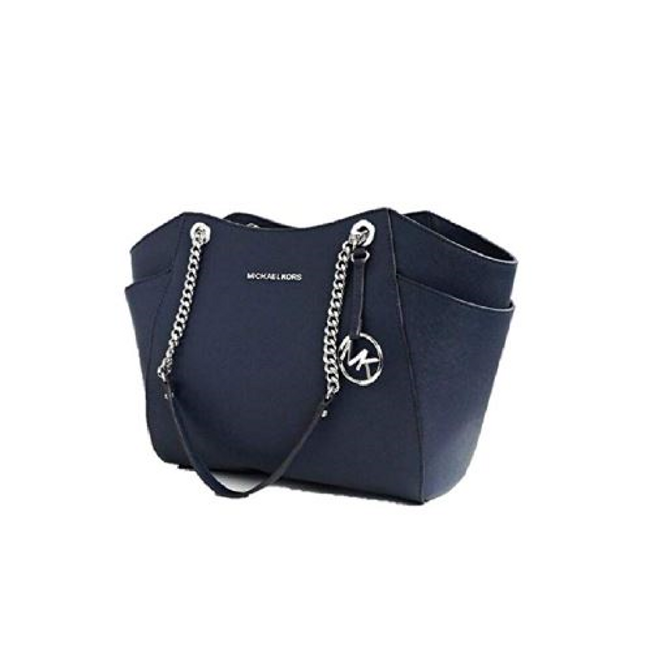 Michael Kors Jet Set Travel Large Chain Shoulder Bag Navy Blue Leather  35T5STVT3L-406: Handbags