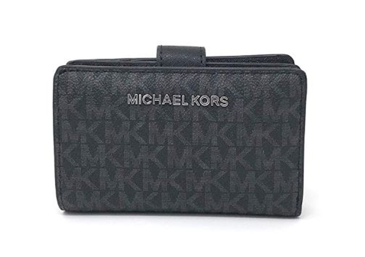 Michael Kors Jet Set Travel Bifold Zip Coin Saffiano Leather Wallet, Black