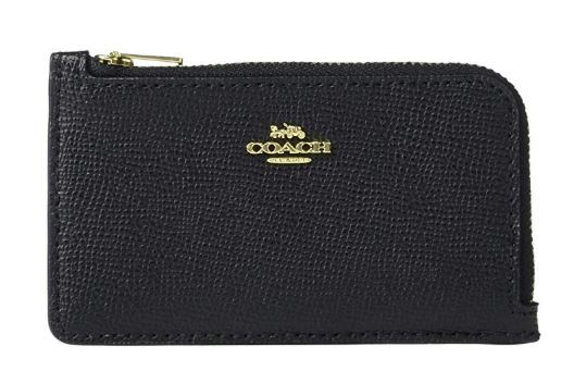 COACH Boxed Small LZip Card Case Black/Gold One Size 78387BGDBLK