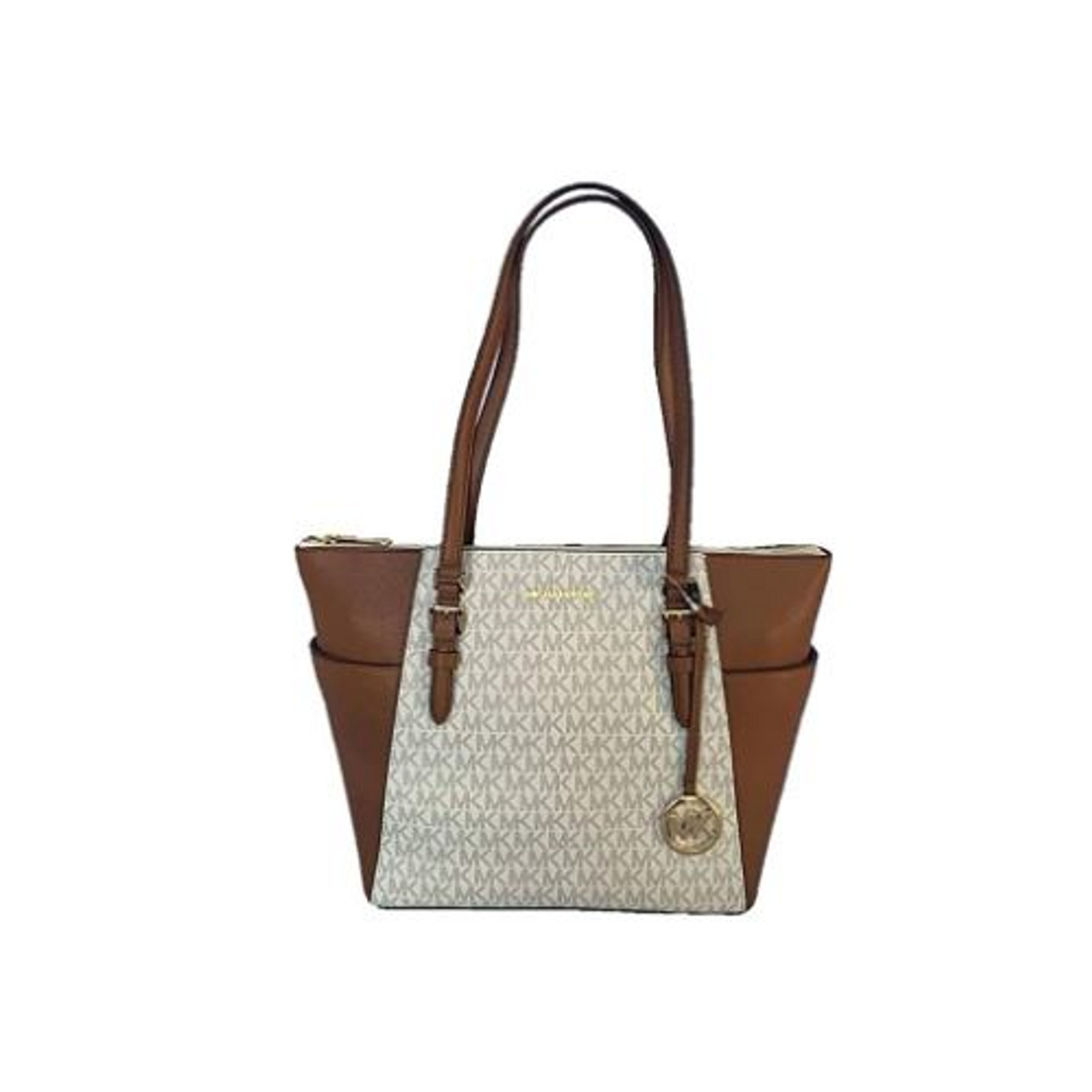 Michael Kors Charlotte Signature Large Top Zip Tote - Brown