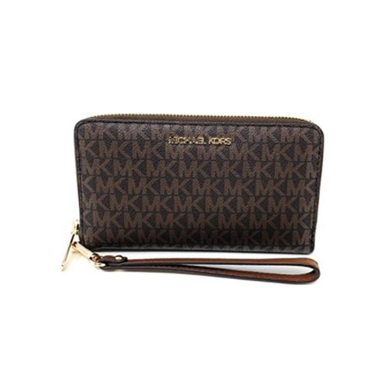 Michael Kors Jet Set Travel Medium Top Zip Card Case Wallet Coin Pouch Brown  MK 