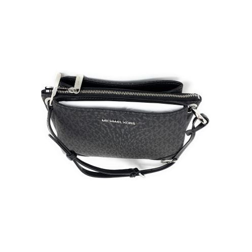 Michael Kors Nicole Triple Compartment Crossbody PVC Black AllGlitters