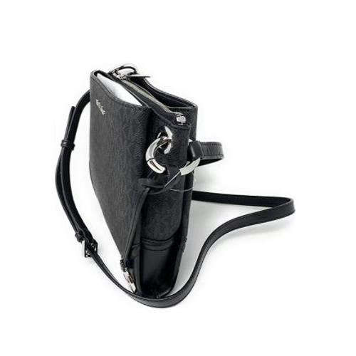 Michael Kors Nicole Triple Compartment Crossbody PVC Black AllGlitters