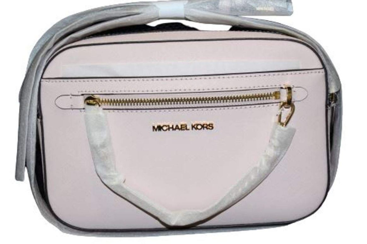 Michael Kors Jet Set Item Large East West Saffiano Leather Zip Chain Crossbody Handbag