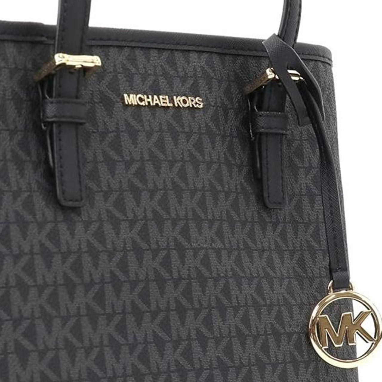 Michael Kors XS Carry All Jet Set Travel Womens Tote (BLACK SIG