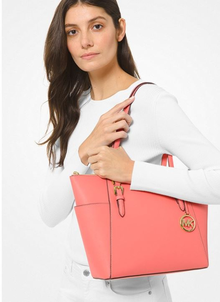 Michael Kors Ciara Saffiano Large Top Zip Satchel Pink Grapefruit