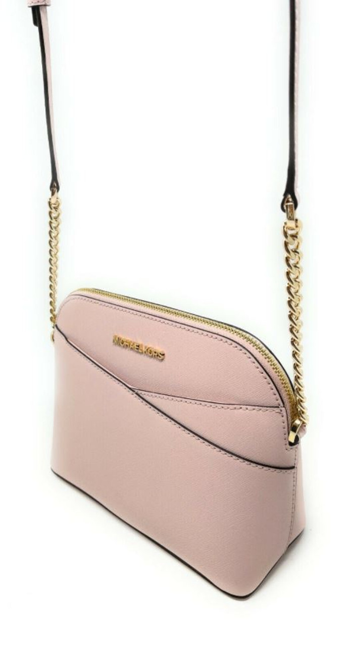 Michael kors charlotte large satchel powder blush pink leather handbag  crossbody